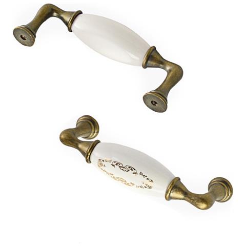 2 Maniglie Per Mobili In Ceramica Vintage Europea - Pomelli Per Cassetti In Lega Di Zinco - Foto 4