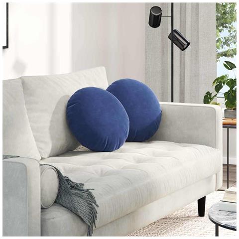 Cuscini per Seduta 2 pcs Blu Polizia Ø 40 x 13 cm Velluto - Foto 2