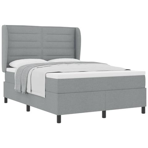 Letto a molle con materasso Grigio chiaro 140 x 190 cm Tessuto - Foto 1