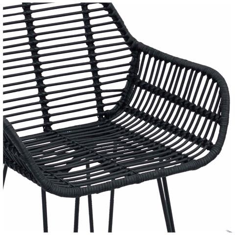 Sedia da Bar 2 pcs Nero 55 x 52 x 105 cm Rattan e Ferro - Foto 9