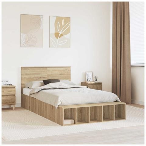 Struttura del letto con lo scaffale Rovere Sonoma 120 x 190 cm - Foto 2