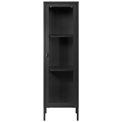 Vetrina Brisbane Slim Con 1 Anta In Vetro, Acciaio Nero 40×35×140 Cm - Foto 1