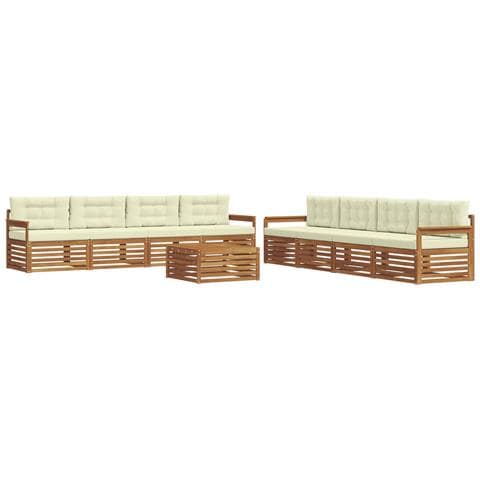 Set di divani da esterno con cuscino 9 pcs Naturale e Crema - Foto 1