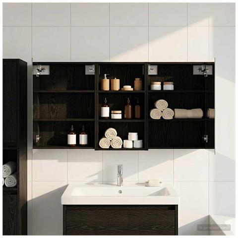 Set di Armadi da Bagno con lo scaffale 3 pcs 140 x 14,5 x 70 cm - Foto 2