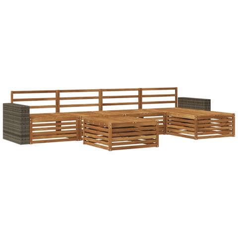 Set di divani da esterno 6 pcs Naturale 79 x 79 x 37 cm - Foto 1
