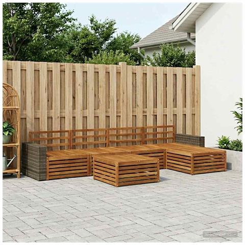 Set di divani da esterno 6 pcs Naturale 79 x 79 x 37 cm - Foto 2