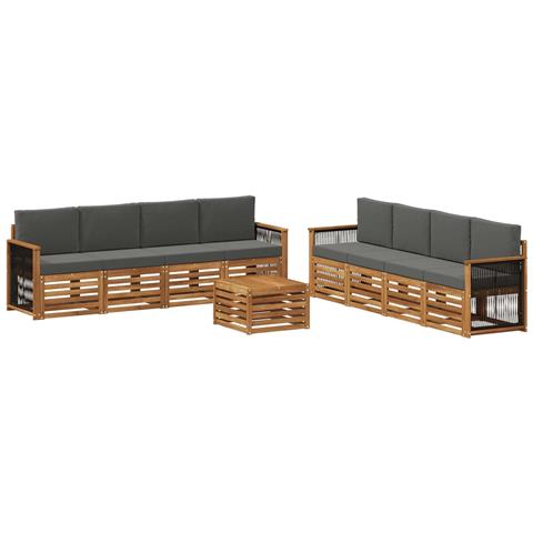 Set divani con cuscino 9 pcs Legno di Acacia Massello - Foto 1