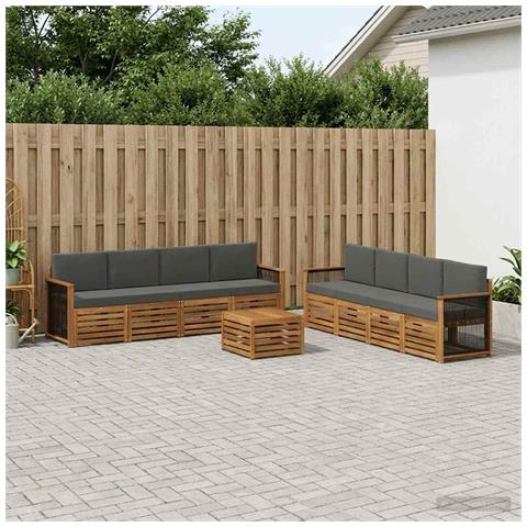 Set divani con cuscino 9 pcs Legno di Acacia Massello - Foto 2