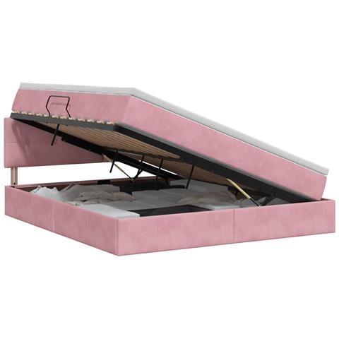 Letto con Contenitore con testiera Rosa 180 x 200 cm Velluto - Foto 1
