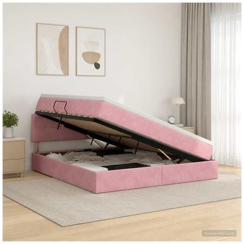 Letto con Contenitore con testiera Rosa 180 x 200 cm Velluto - Foto 2