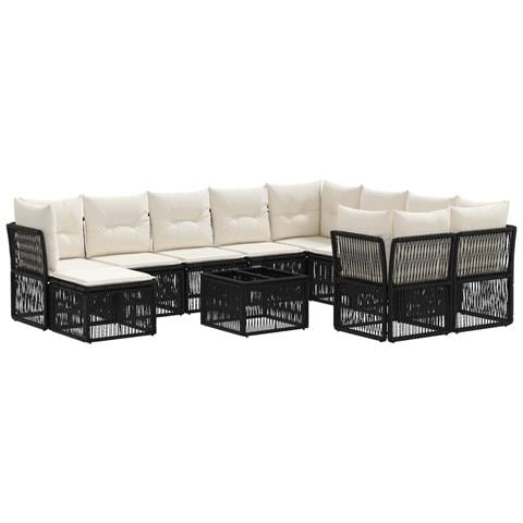 Set Divano da Giardino 11 pz Nero polyrattan - Foto 1
