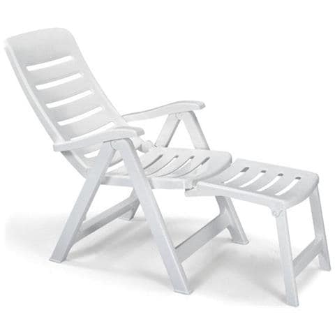 Poltrona Quintilla Con Schienale Regolabile In 5 Posizioni, Chiudibile. Dimensioni : (lxpxh) 60x108x108cm. Struttura E Seduta Bianca In Resina Idrorepellente E Traspirante - 1138 - Foto 2