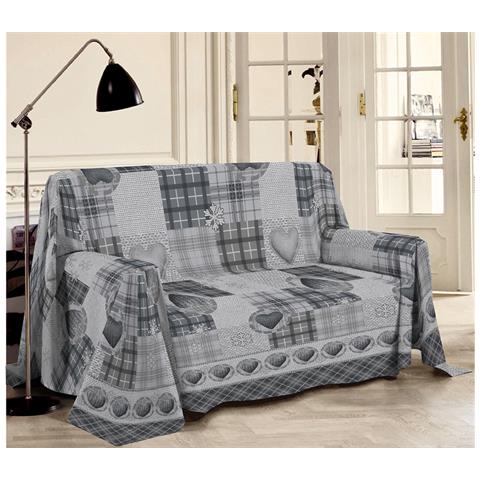 Telo Arredo Linea Pensieri Delicati In 100% Cotone Disegno Love Mountain Matrimoniale Grigio - Foto 5