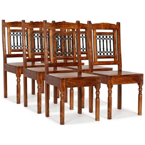 Sedie Da Pranzo Classiche 6 Pz Massello Con Finitura Sheesham - Foto 1