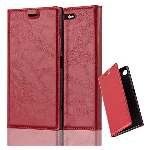 Cadorabo Custodia Compatibile Con Sony Xperia Xz1 In Rosso Mela - Coperchio Protettiva Con Chiusura Magnetica, Funzione Stand E Tasca Per Le Carte - Foto 1