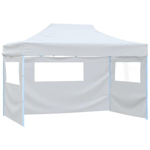 Gazebo Professionale Pieghevole 3 Pareti 3x4m Acciaio Bianco - Foto 1
