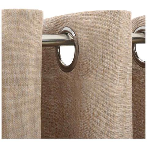 Tenda Oscurante Effetto Lino con Occhielli Beige 290x245 cm - Foto 3