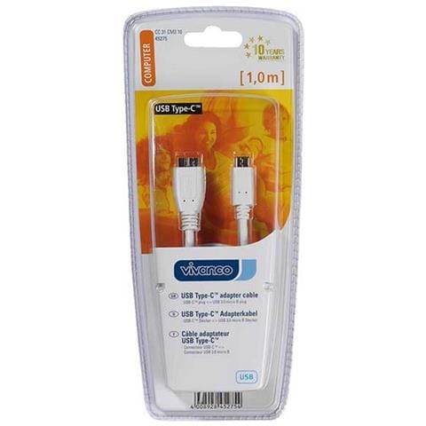 USB type-C, 1m 1m USB C Micro-USB B Bianco cavo USB - Foto 2