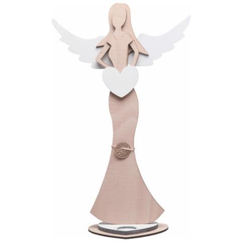 Portacandele In Legno Con Motivi Di Angeli, 50 Cm - Foto 1