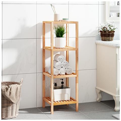 Scaffale Da Bagno 36x36x112 Cm In Legno Massello Di Noce - Foto 9