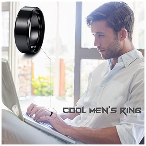 Anello Antistress In Acciaio Inossidabile Dal Design Liscio Black - Foto 5