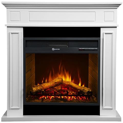 Camino Elettrico Da Terra In Legno Bianco L 89,5 X H90,5 X P28 - Foto 1