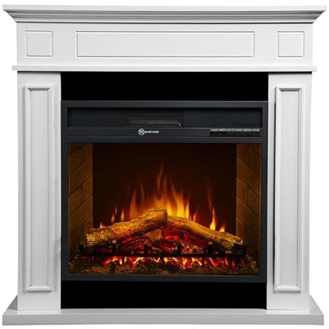 Camino Elettrico Da Terra In Legno Bianco L 89,5 X H90,5 X P28 - Foto 6