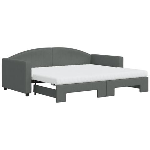 Divano Letto Estraibile Materassi Grigio Scuro 90x190cm Tessuto - Foto 1