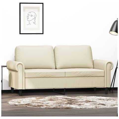Divano A 2 Posti Crema 140 Cm In Similpelle - Foto 1