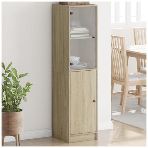 Credenza Con Anta In Vetro Rovere Sonoma 35x37x142 Cm - Foto 1