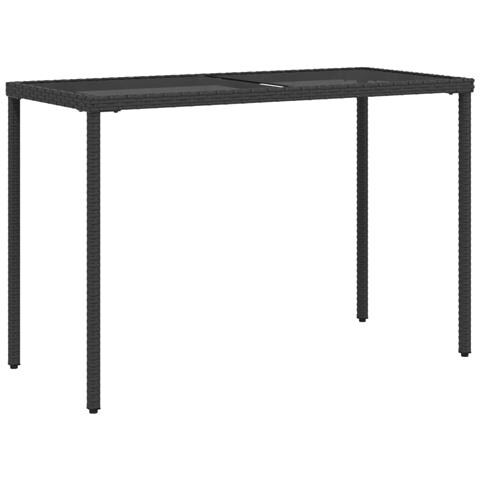 Tavolo Da Giardino Piano In Vetro Nero 115x54x74 Cm Polyrattan - Foto 2