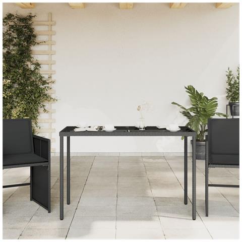 Tavolo Da Giardino Piano In Vetro Nero 115x54x74 Cm Polyrattan - Foto 3