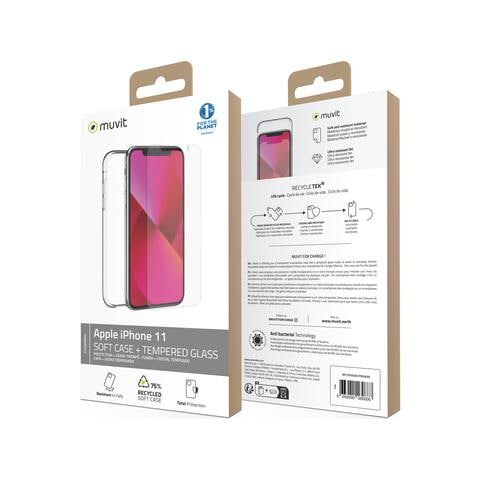 Pack Cover + Vetro Temperato Per Iphone 11 Recycletek Flessibile, Trasparente - Foto 4