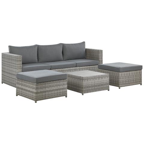 Salotto Da Giardino Modulare 5 Posti Rattan Tortora Grigio Lato Destro Sabbia - Foto 6