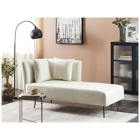 Chaise Longue Versione Sinistra Riom Tessuto Bianco - Foto 1