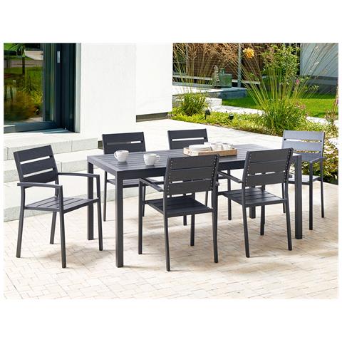 Set Da Giardino Alluminio Nero 6 Posti Vernio - Foto 1
