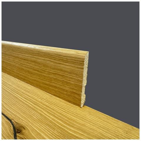 Battiscopa Bc In Legno Massello Impiallacciato Vero Legno Di Rovere 70x10 Verniciato Opaco Poro Aperto - Foto 1