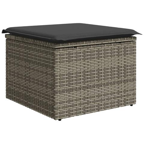 Sgabello Giardino Con Cuscino Grigio 55x55x37 Cm In Polyrattan - Foto 1