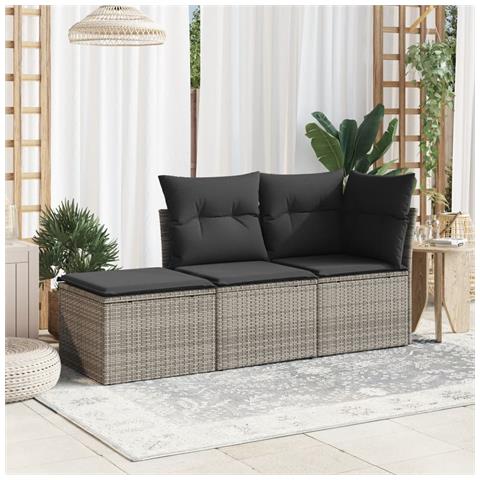 Sgabello Giardino Con Cuscino Grigio 55x55x37 Cm In Polyrattan - Foto 2