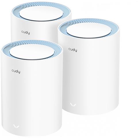M1200 3-PACK sistema Wi-Fi Mesh Dual-band (2.4 GHz / 5 GHz) Wi-Fi 5 (802.11ac) Bianco 1 Interno - Foto 1