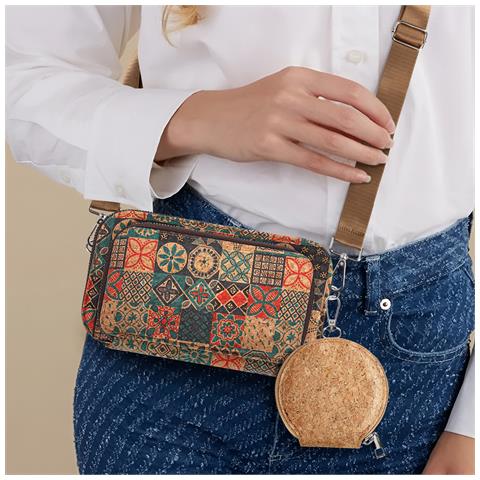 Pochette In Sughero, Collezione Corkmosaic, Chiusure A Zip - Foto 2