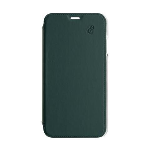 Custodia Per Iphone 11 Pro Max Pelle Retro Trasparente E Portacarte, Verde Scuro - Foto 1