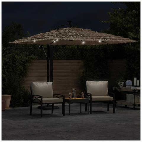 Ombrellone Giardino Led E Palo In Acciaio Marrone 269x269x235cm - Foto 3
