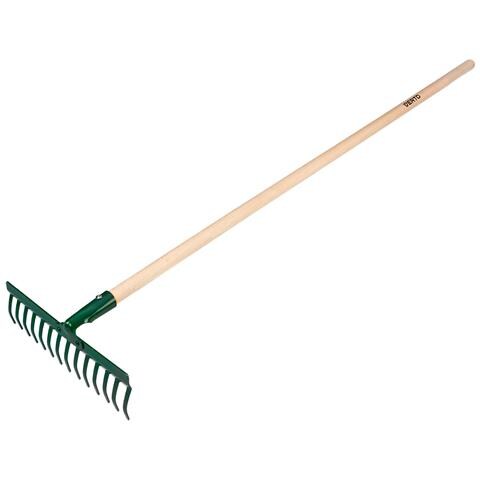 Rastrello Universale Dritto, 14 Denti, Testa Rivettata, Manico In Legno - Foto 1