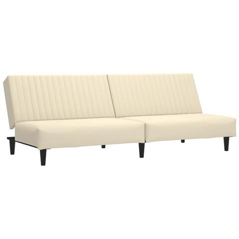 Divano Letto A 2 Posti Crema In Velluto - Foto 2