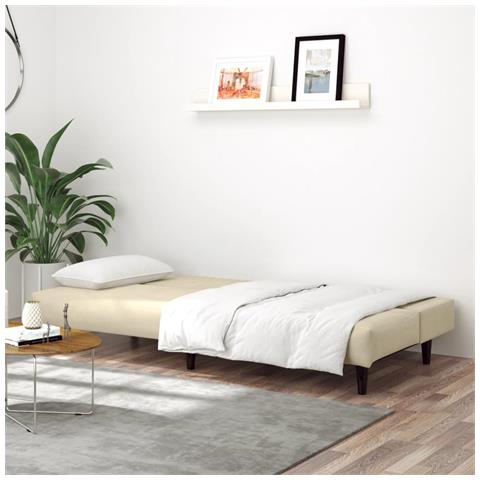 Divano Letto A 2 Posti Crema In Velluto - Foto 3