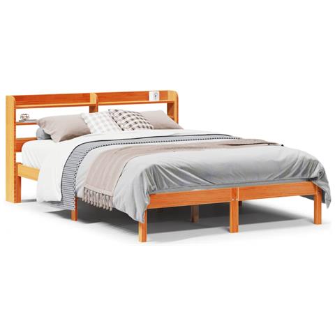 Giroletto Con Testiera Marrone Cera 120x190 Cm Massello Pino - Foto 2