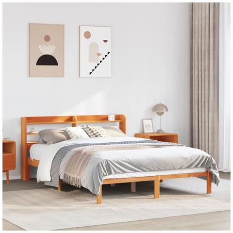 Giroletto Con Testiera Marrone Cera 120x190 Cm Massello Pino - Foto 1