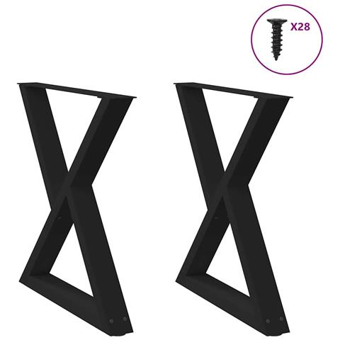 Gambe Per Tavolo Da Pranzo 2 Pz Nero 70x(72-73,3) Cm In Acciaio - Foto 1