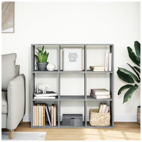 Libreria Divisorio Grigio Cemento 102x29x103,5 Cm In Truciolato - Foto 3